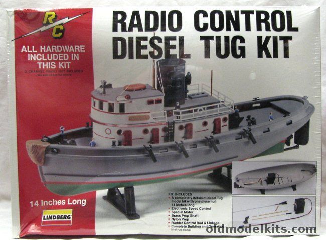 Lindberg 1/76 Radio Control Diesel Tug Kit with Motor - Electronic Speed Control - Running Hardware (Sea Going Diesel Tugboat Despatch No. 9 of Standard Oil - Ex-Pyro), 70817 plastic model kit